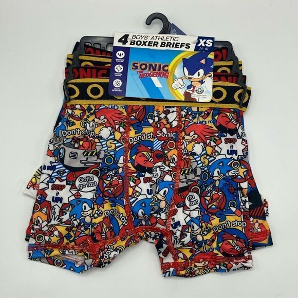 Boys Sonic The Hedgehog All Over Print Boxer Briefs Underwear 2, 4-Packs Size XS - Picture 2 of 8